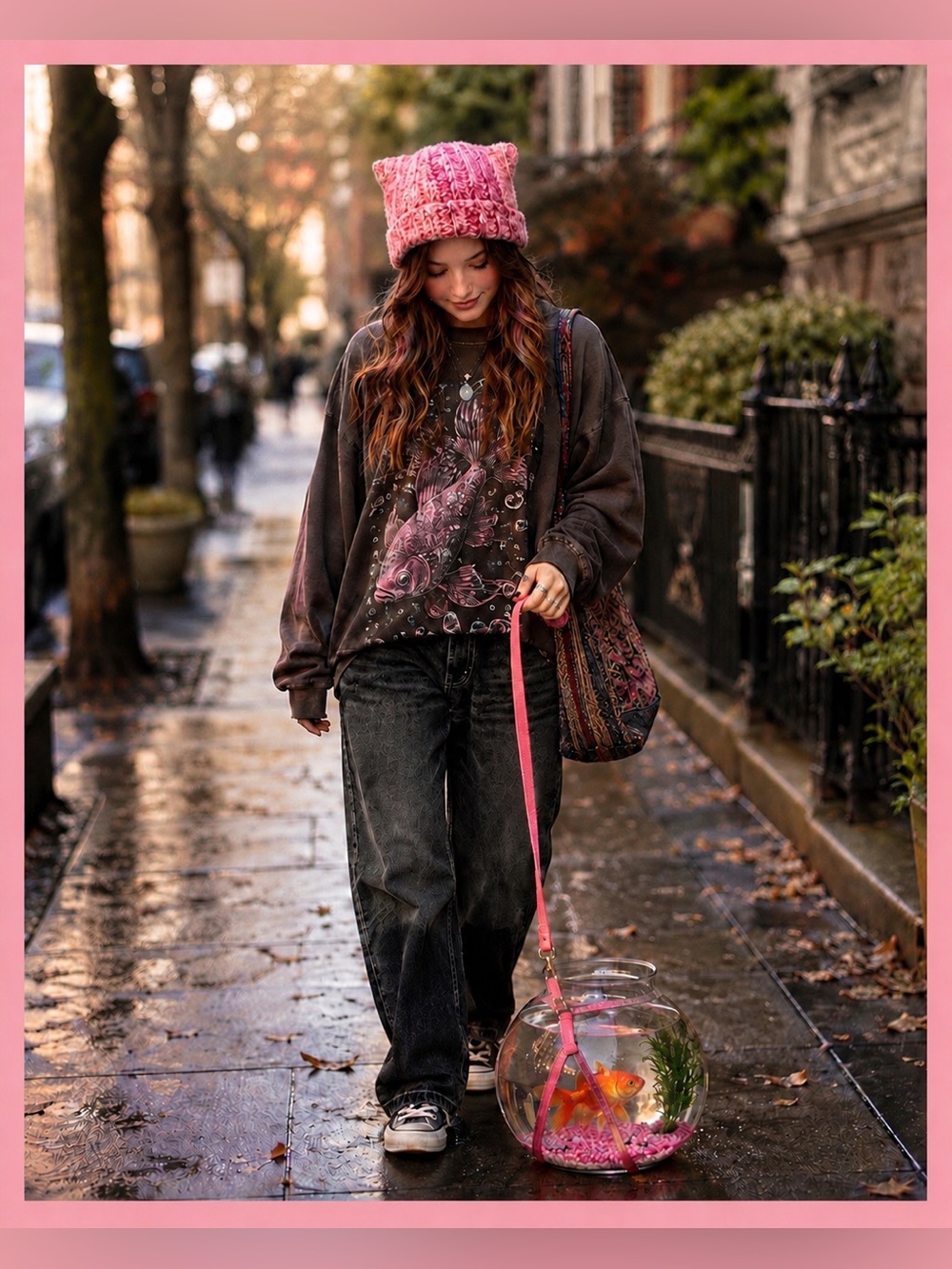 Handmade Crochet Pink Cat Ear Beanie | Kitty Hat | Y2K Kawaii